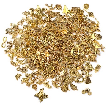 SANNIX 350Pcs Antique Gold Charms for Custom Jewelry Making