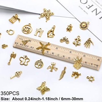 SANNIX 350Pcs Antique Gold Charms for DIY Jewelry Making