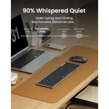 ProtoArc Foldable Keyboard and Mouse, XKM01 True Full-Size Folding Keyboard Mouse Combo for Business and Travel, 2.4G+Dual Bluetooth Portable Mouse Keyboard for Laptop iPads Tablets - Black Gray