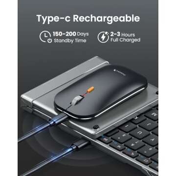 ProtoArc Foldable Keyboard and Mouse, XKM01 True Full-Size Folding Keyboard Mouse Combo for Business and Travel, 2.4G+Dual Bluetooth Portable Mouse Keyboard for Laptop iPads Tablets - Black Gray