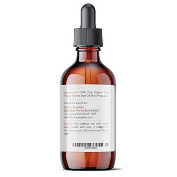 Organic Rosehip Oil – 100% Pure Unrefined Cold Pressed Rosehip Seed Oil - Best Moisturizer for Face, Hair - Great for Fine Lines, Wrinkles, Acne Scars, Sun Damage, Stretch Marks, Eczema, Psoriasis