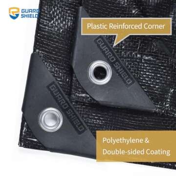 GUARD SHIELD Black Tarp 8x10 Feet Waterproof Tarps for Outdoor Use