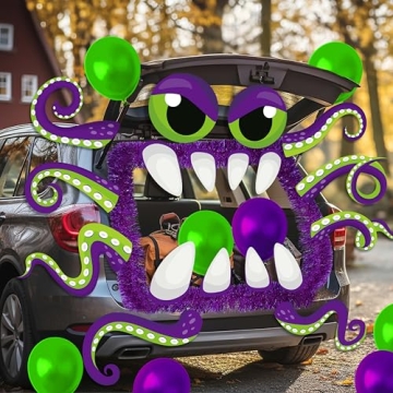 Cinrobiye Halloween Trunk or Treat Car Decorations Kit for SUVs - Purple Octopus Theme
