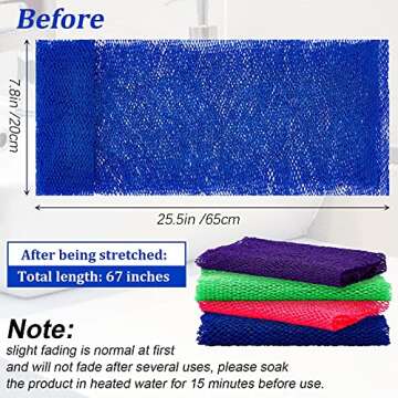 4 Pieces African Net Bath Sponge African Exfoliating Long Net Sponge Exfoliating Shower Body Scrubber Skin Smoother for Daily Use(Assorted Color, 25.6 x 7.9 inch)