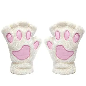 Odema Women's Bear Plush Cat Paw Claw Gloves - Cozy & Cute