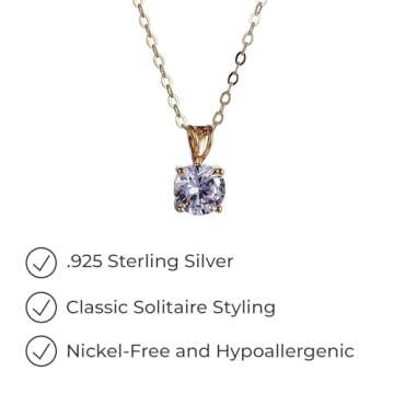 Elegant Gold Plated Silver Cubic Zirconia Pendant Necklace