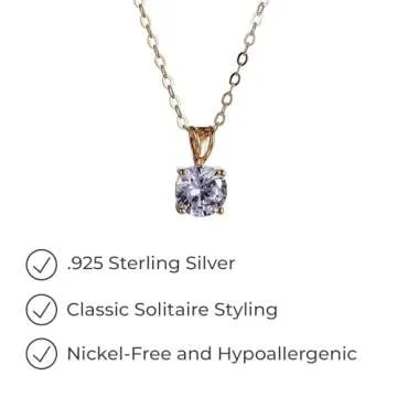 Elegant Gold Plated Silver Cubic Zirconia Pendant Necklace