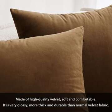 MIULEE Pack of 2, Velvet Soft Solid Decorative Square Throw Pillow Covers Set Cushion Case for Sofa ...