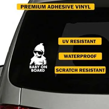 TOTOMO Baby on Board Sticker for Cars Funny Cute Safety Caution Decal Sign for Car Window and Bumper No Need for Magnet or Suction Cup - Carlos from The Hangover (2 Pack)