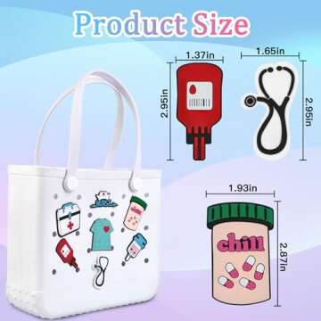 Odiwellan Nurse Charms for Bogg Bags,Nurse Accessories for Women's Simply Southern Beach Totes Decoration,Insert Accessory for Rubber Beach Bag