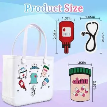 Odiwellan Nurse Charms for Bogg Bags,Nurse Accessories for Women's Simply Southern Beach Totes Decoration,Insert Accessory for Rubber Beach Bag