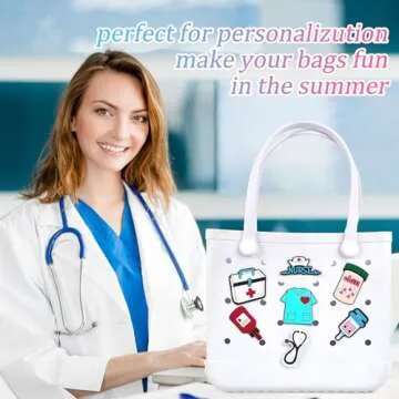 Odiwellan Nurse Charms for Bogg Bags,Nurse Accessories for Women's Simply Southern Beach Totes Decoration,Insert Accessory for Rubber Beach Bag