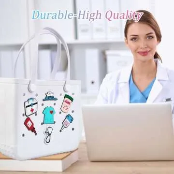 Odiwellan Nurse Charms for Bogg Bags,Nurse Accessories for Women's Simply Southern Beach Totes Decoration,Insert Accessory for Rubber Beach Bag