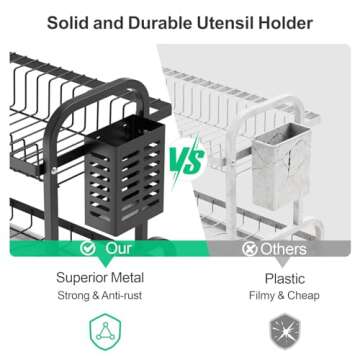 Swedecor 2 Tier Dish Rack with Drain Spout & Utensil Holder