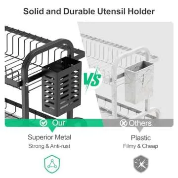 Swedecor 2 Tier Dish Rack with Drain Spout & Utensil Holder