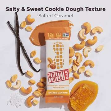 Perfect Bar Original Refrigerated Protein Bar, Salted Caramel, 2.2 Ounce Bars, 8 Count