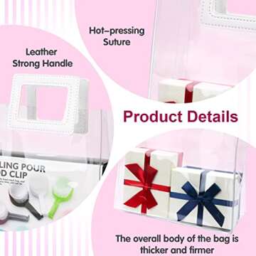 Zwish 6PCS Clear Gift Bags with Handle 8.5 x 8.1 x 4.1Inch PVC Tote Bags Clear Gift Bag Bulk for Party Favor, Wedding, Birthday, Baby Shower, Shopping Bag, Christmas Gift Bags