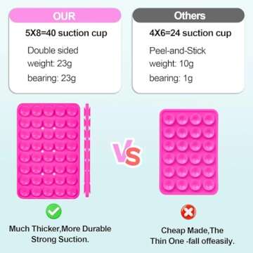 Hlija Suction Cup Phone Case Mount Double-Sided,Silicon Sticky Phone Stand for iPhone and Android, H...