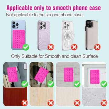 Hlija Suction Cup Phone Case Mount Double-Sided,Silicon Sticky Phone Stand for iPhone and Android, Hands-Free Strong Grip Holder for Selfies and Videos -Rose