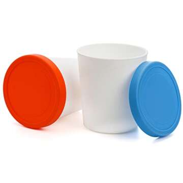 Peohud 4 Pack Ice Cream Containers, 1 Quart Freezer Storage Tubs with Silicone Lids for Ice Cream, Sorbet and Gelato, Freezer Dishwasher Safe
