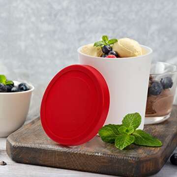 Peohud 4 Pack Ice Cream Containers, 1 Quart Freezer Storage Tubs with Silicone Lids for Ice Cream, Sorbet and Gelato, Freezer Dishwasher Safe