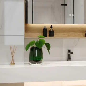 Relexome Dark Green Glass Flower Vase for Home Decor