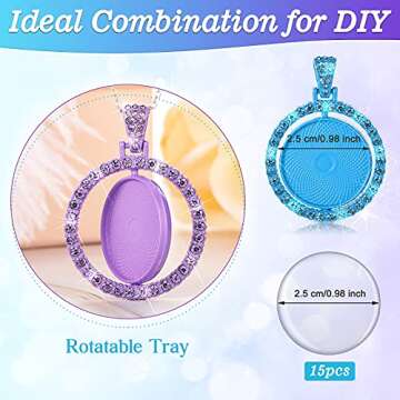 Hicarer 30 Pcs Rhinestone Bezel Pendant Trays for DIY Jewelry
