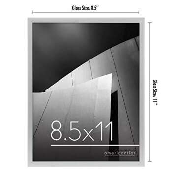 Americanflat 8.5x11 Picture Frame with Shatter-Resistant Glass - Streamline Collection - Thin Border...