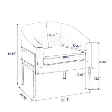 annjoe Accent Chair - Stylish Upholstered Metal Armchair for Home & Office