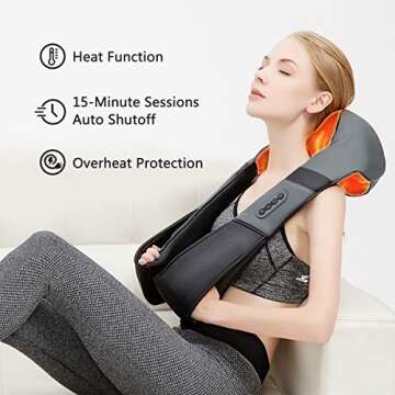 Medcursor Neck Back Massager with Heat, Electric Shiatsu Back Massage Device, Portable Deep Tissue 3D Kneading Pillow for Muscle Pain Relief, Home, Office, Car Use - Ideal Gifts