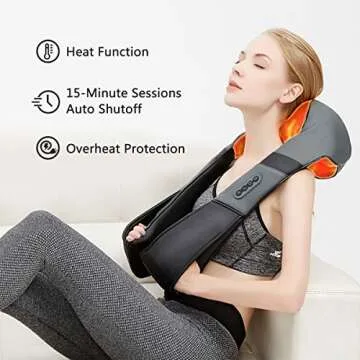 Medcursor Neck Back Massager with Heat, Electric Shiatsu Back Massage Device, Portable Deep Tissue 3D Kneading Pillow for Muscle Pain Relief, Home, Office, Car Use - Ideal Gifts
