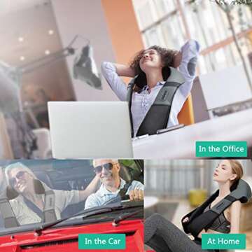 Medcursor Neck Back Massager with Heat, Electric Shiatsu Back Massage Device, Portable Deep Tissue 3D Kneading Pillow for Muscle Pain Relief, Home, Office, Car Use - Ideal Gifts