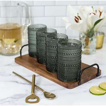 Greenline Goods Hobnail Drinking Glasses - Gray 12 oz Thick Modern Kitchen Glassware Set - Unique Vi...