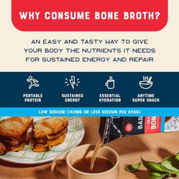 Bare Bones Low Sodium Grass-Fed Beef Bone Broth | Pour w/ Pasture Raised Protein & Collagen for Cook...