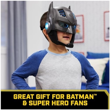 DC Comics, Armor-Up Batman Mask with Visor, 15+ Sounds & Phrases, Lights, Super Hero Costume, Kids Roleplay for Boys and Girls Ages 4+