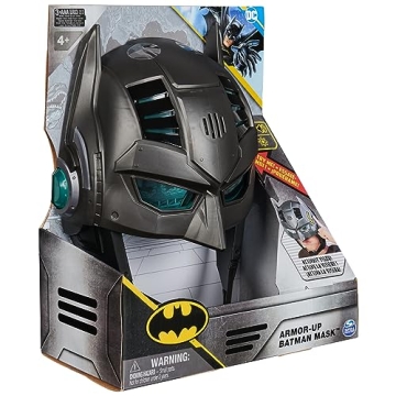DC Comics, Armor-Up Batman Mask with Visor, 15+ Sounds & Phrases, Lights, Super Hero Costume, Kids Roleplay for Boys and Girls Ages 4+