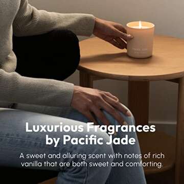 PACIFIC JADE Hand Poured 100% Natural Soy Candle 11oz - Luxury Fragrance in Matte Glass for Home or Gift - Premium Cotton Wick for 60 Hours Burn Time - Woman-Founded Brand (Golden Vanilla)