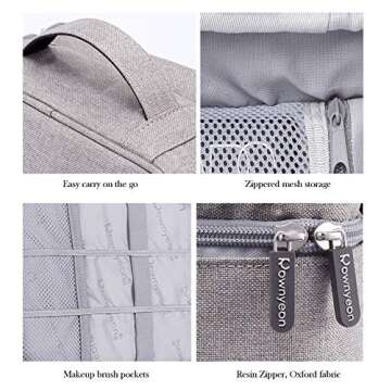 Rownyeon Makeup Train Cases Travel Makeup Bag Waterproof Portable Cosmetic Cases Organizer with Adjustable Dividers for Cosmetics Makeup Brushes Toiletry Jewelry Digital Accessories (Grey Small)