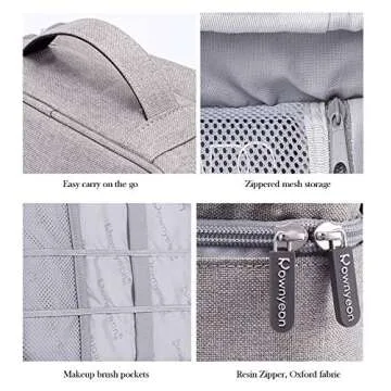 Rownyeon Makeup Train Cases Travel Makeup Bag Waterproof Portable Cosmetic Cases Organizer with Adjustable Dividers for Cosmetics Makeup Brushes Toiletry Jewelry Digital Accessories (Grey Small)