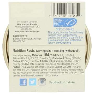 BAR HARBOR Wild Petite Sardines Extra Virgin Olive Oil, 4.2 OZ