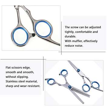 Professional Hair Cutting Scissors Set 11 Pcs Haircut Scissors Kit with Cutting Scissors, Thinning Shears, Comb,Cape, Clips, Hairdressing Shears Kit