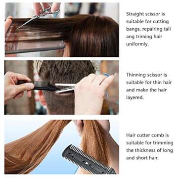 Professional Hair Cutting Scissors Set 11 Pcs Haircut Scissors Kit with Cutting Scissors, Thinning Shears, Comb,Cape, Clips, Hairdressing Shears Kit