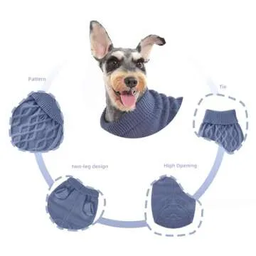 MengMengDa,Dog Pullover Sweater, Cold Weather Cable Knitwear, Warm Clothes for Chihuahua, Bulldog, Dachshund, Pug, Yorkie,Dog Outfits for Small Dogs Medium Dogs (Dark Blue XS)