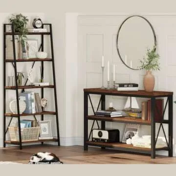 Industrial 5-Tier Ladder Shelf Bookcase for Home & Office