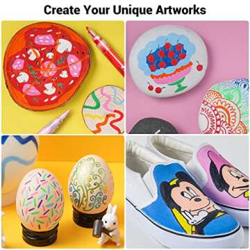 Ohuhu 40 Colors Acrylic Paint Pens: Acrylic Paint Markers for Easter Eggs Rock Painting DIY Water-Based Paint Markers for Stone Wood Glass Ceramic Fabric Canvas Plastic Metal