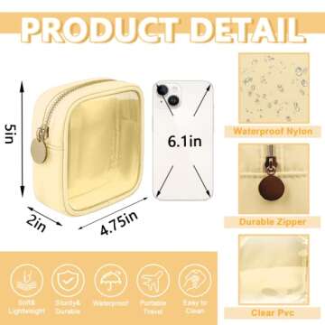 UIXIZQ Clear Mini Makeup Bag for Purse, Small Nylon&PVC Cosmetic Bag TSA Approved Toiletry Bag with ...