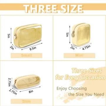 UIXIZQ Clear Mini Makeup Bag for Purse, Small Nylon&PVC Cosmetic Bag TSA Approved Toiletry Bag with Zipper, Transparent Travel Bag Coin Purse for Women Men Girls(Beige)