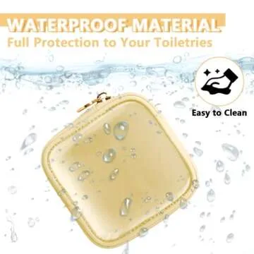 UIXIZQ Clear Mini Makeup Bag for Purse, Small Nylon&PVC Cosmetic Bag TSA Approved Toiletry Bag with Zipper, Transparent Travel Bag Coin Purse for Women Men Girls(Beige)