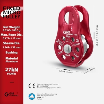 GM CLIMBING 27kN Micro Pulley for Climbing and Rigging