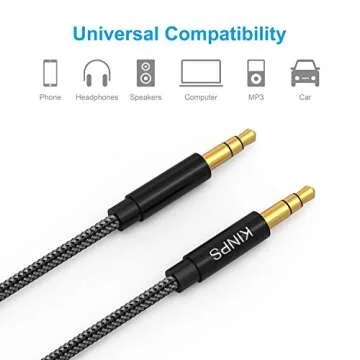 KINPS 10FT Aux Cable for Headphones & Devices